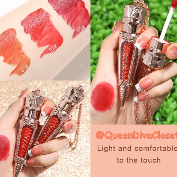Queen's Scepter Red Vile Pendent Matte Velvet Liquid Lipstick Carrot 01 - Picture 3 of 8